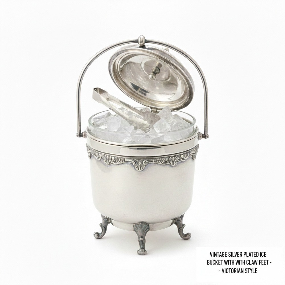 Vintage Sheridan EPS‎ Silver Plated Ice Bucket - Victorian Claw Feet Style - Picture 2 of 14